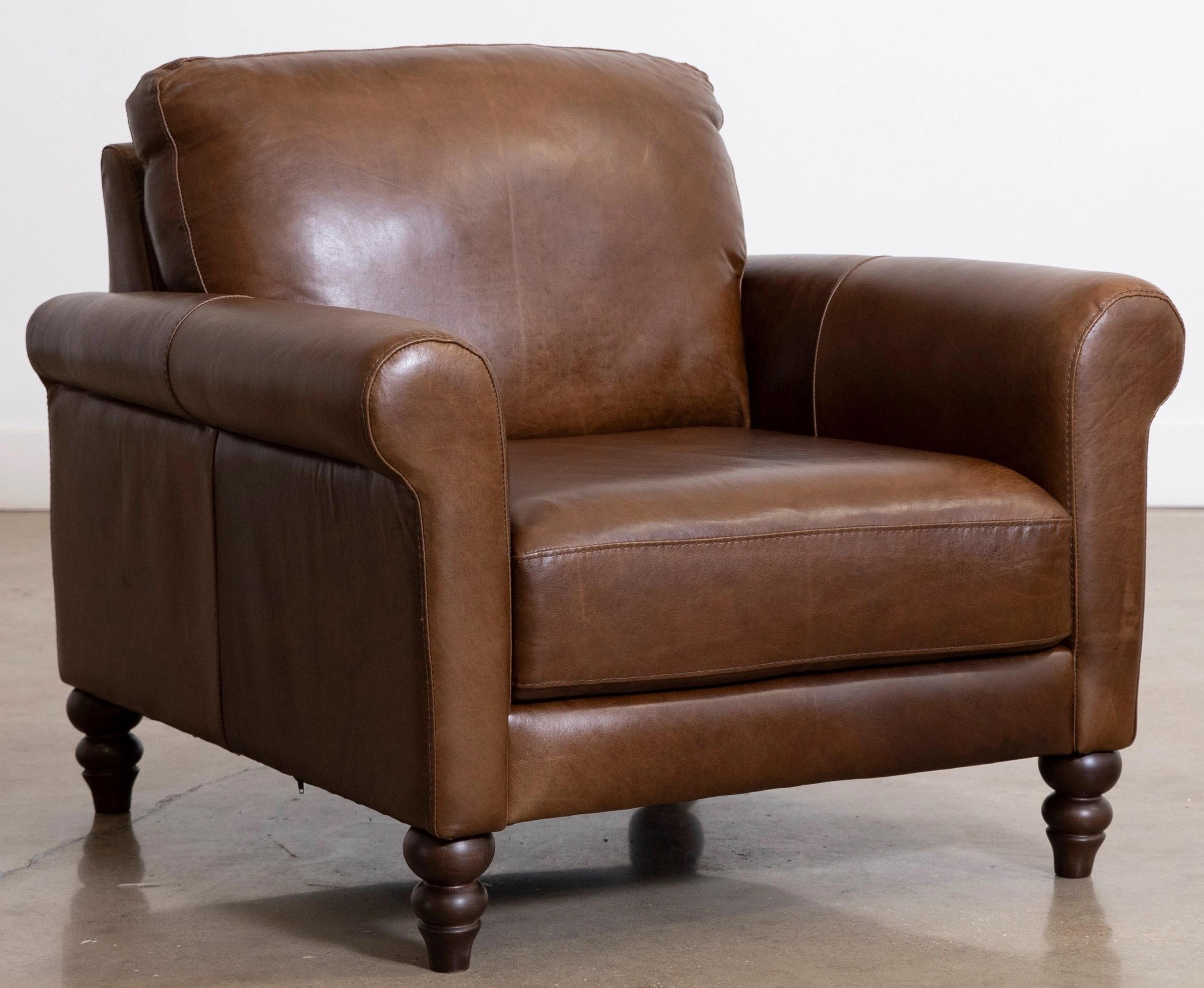 Chestnut brown leather chair discount